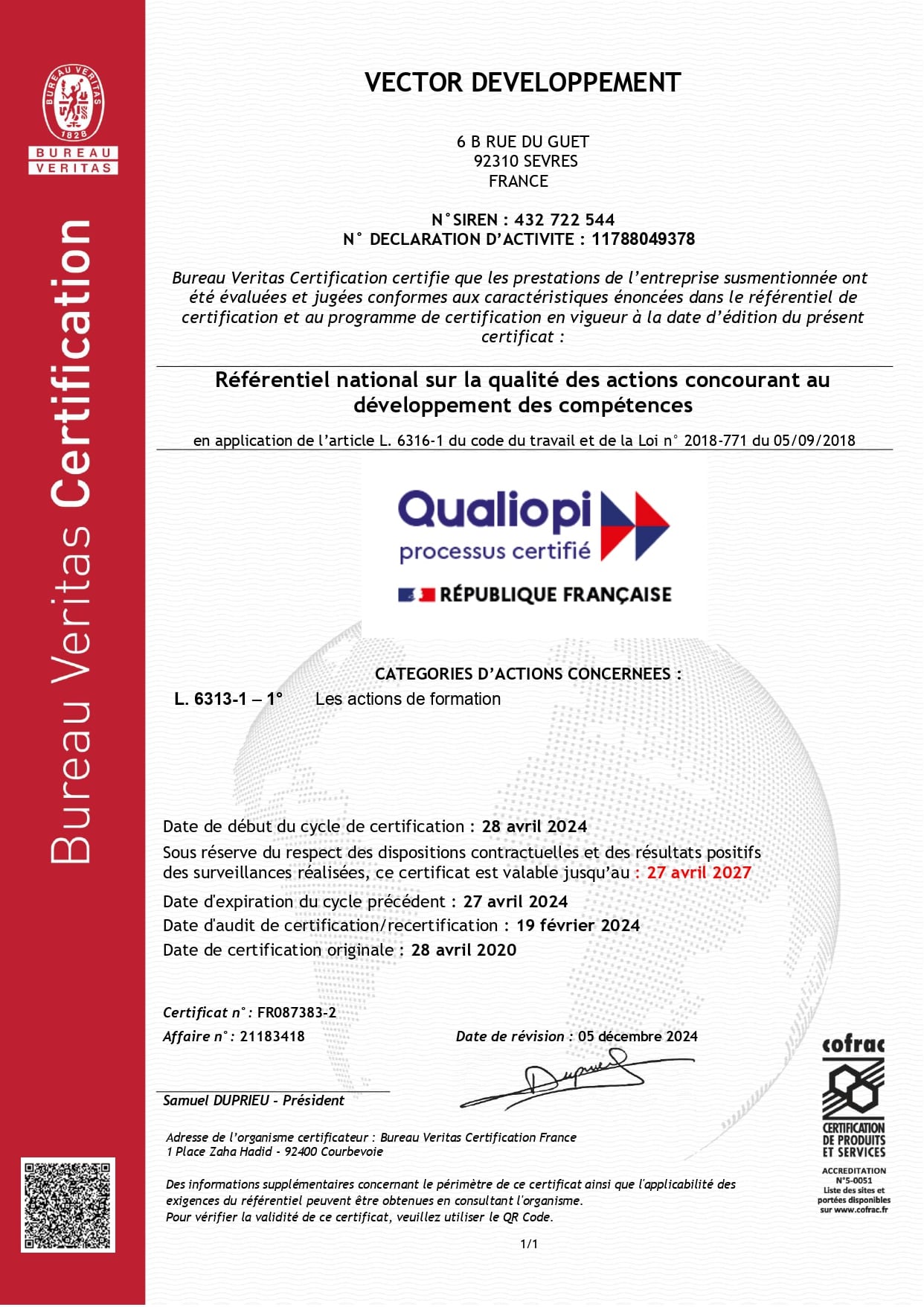 Certificate - 21183418 - VECTOR DEVELOPPEMENT_page-0001 Certificate - 21183418 - VECTOR DEVELOPPEMENT_page-0001